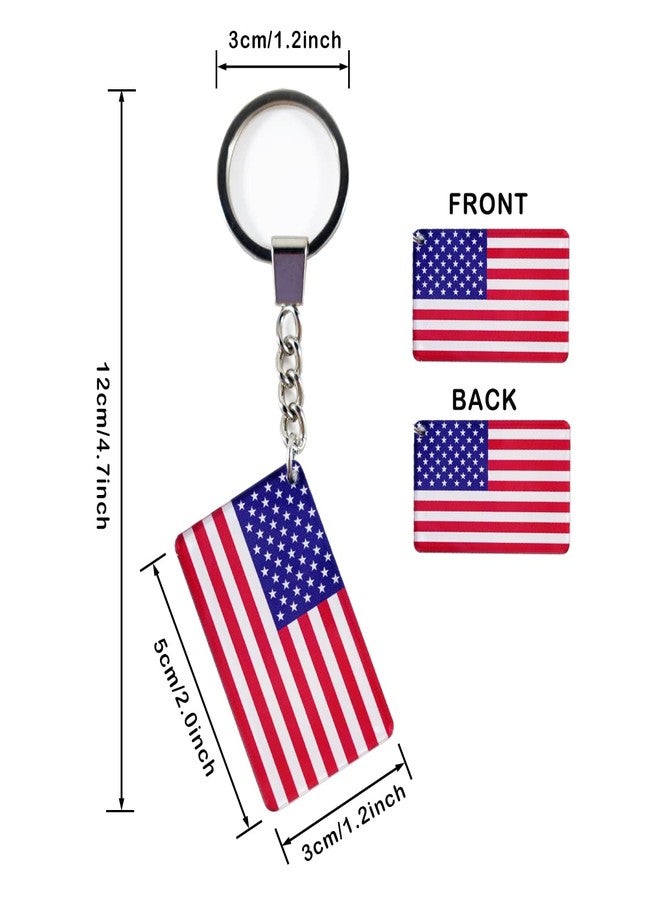 QQSD US American Flag Keychain USA Key Ring, 2 Pack - Image 2